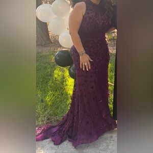 Mac Duggal Deep Purple Maxi Dress